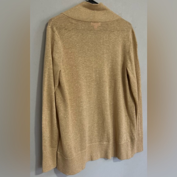 Lilly Pulitzer Metallic Linen Blend Open Front Cardigan M Gold Coastal Staple - Picture 4 of 6